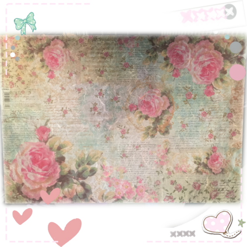 Feuille 48×33 ROSES ET LETTRES